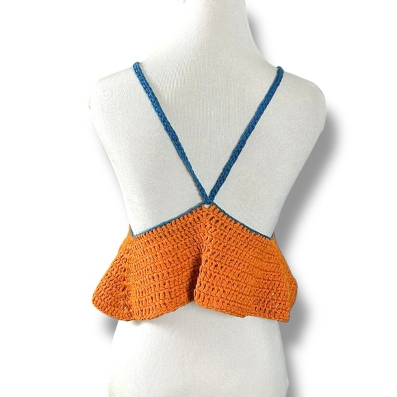 Free People Festival Retro 70s Bella Crochet Halter Top XS Bohemian Coachella - Picture 11 of 15